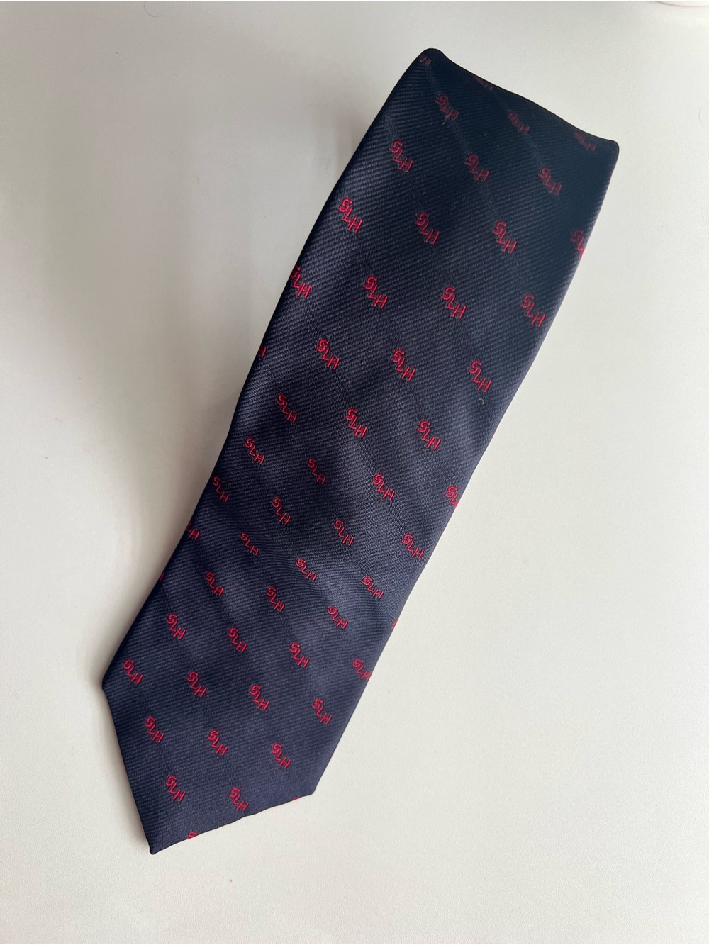 Vintage Camalier & Buckley D.C. Silk Tie Monogram SLH Navy Red Preppy Trad